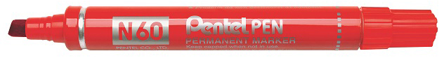 Pentel Marqueur permanent N60, pointe biseautée, rouge