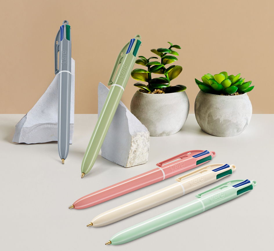 BIC Stylo à bille 4 Colours Mineral Tones, présentoir