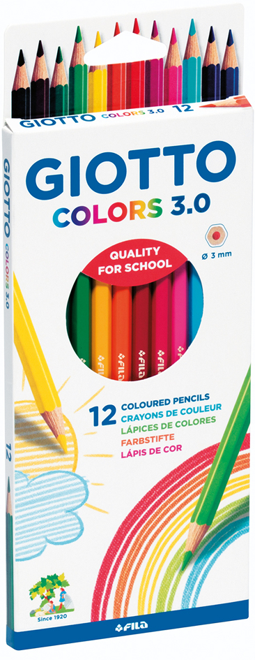 GIOTTO Crayon de couleur COLOR 3.0, étui carton de 12