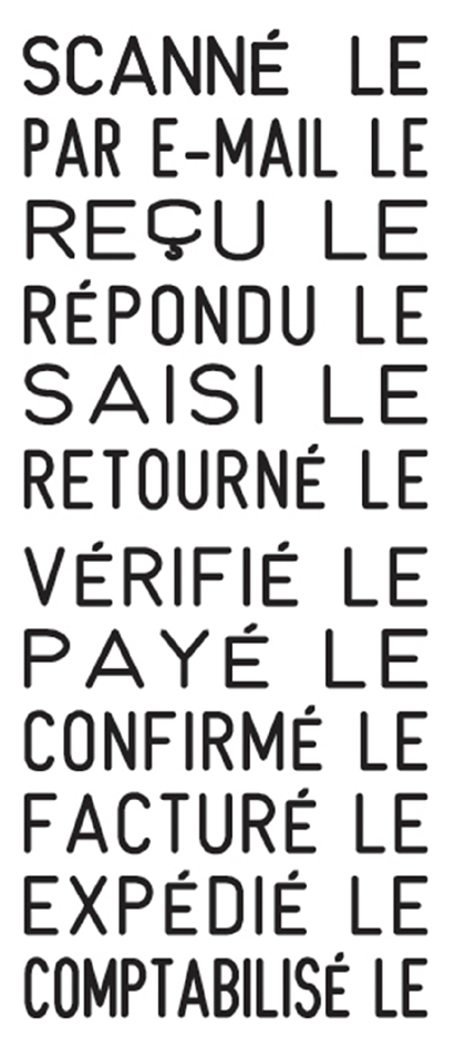 Tampons à ruban de texte français