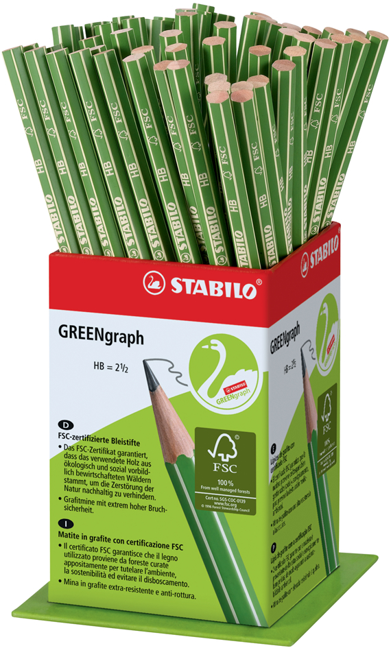Crayon GREENgraph, sans gomme - dans un présentoir de 60