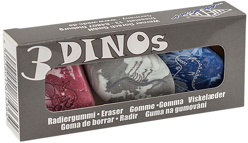 WEDO Gomme en plastique Pierre 'DINO', set de 3