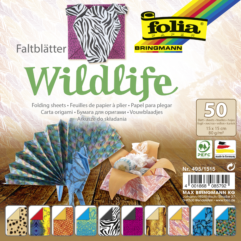 Feuilles de papier à plier "Wildlife"