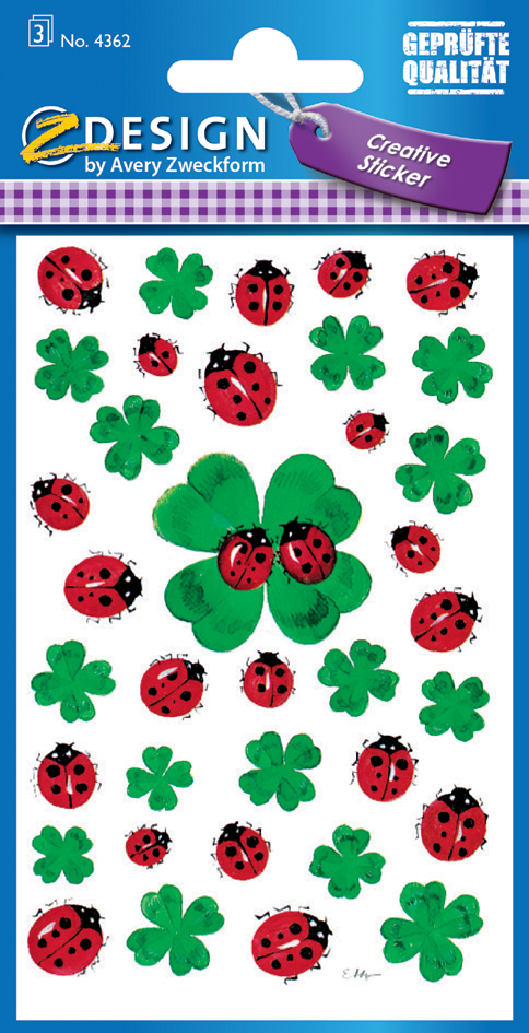 AVERY Zweckform ZDesign Sticker 'coccinelle et trèfle'