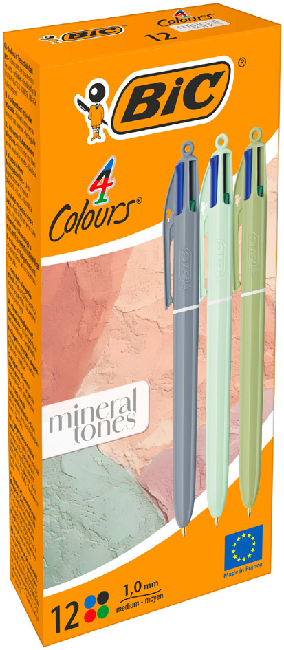 Stylo à bille rétractable 4 Colours Mineral Tones, boîte de 12