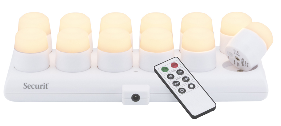 Securit Set de bougies LED rechargeables AMSTERDAM, blanc