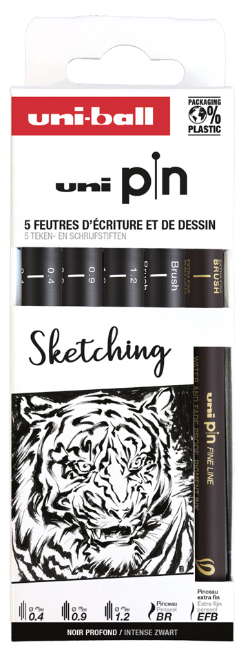 uni-ball Feutre technique PIN 'Sketching' PF, set de 5