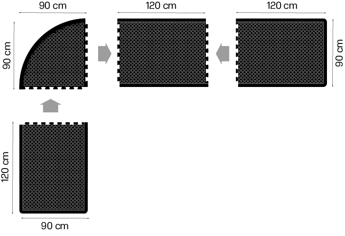 Visuel de référence: montre une possibilité d'assemblage des tapis