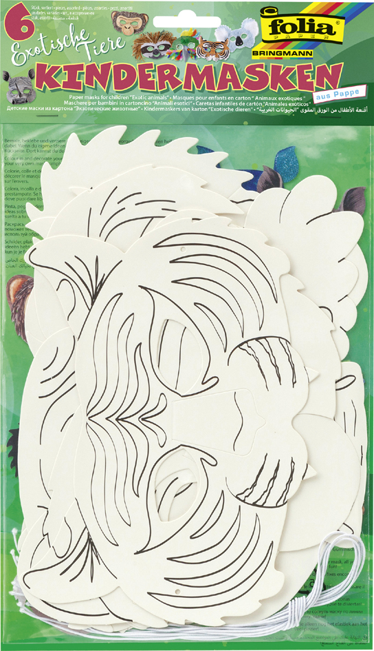 folia Masques pour enfants 'Animaux exotiques', blanc