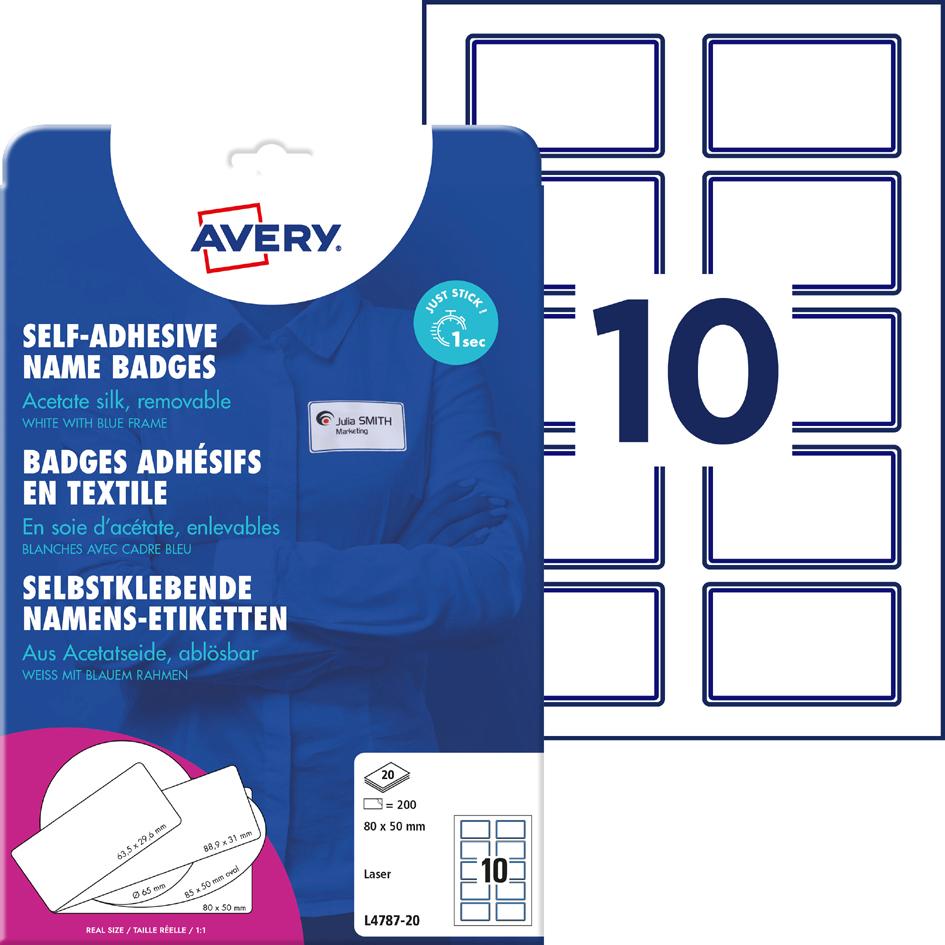 Etiquettes pour badges, imprimable