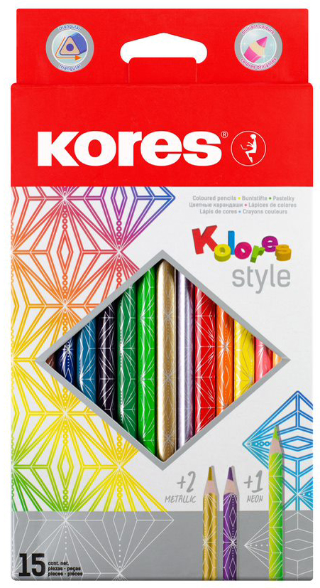 Kores Crayon de couleur 'Kolores Style', étui carton de 15