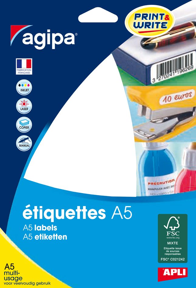 Etiquettes, blanc, A5