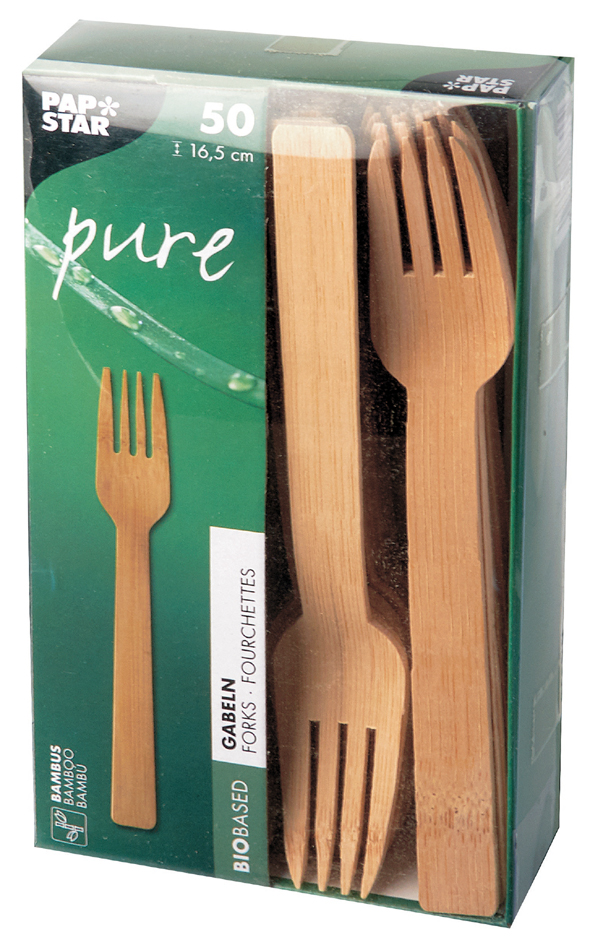 PAPSTAR Fourchette en bambou 'pure', longueur: 165 mm, par50