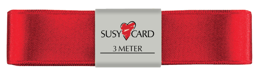 SUSY CARD Ruban cadeau 'double satin', 25 mm x 3 m, rouge