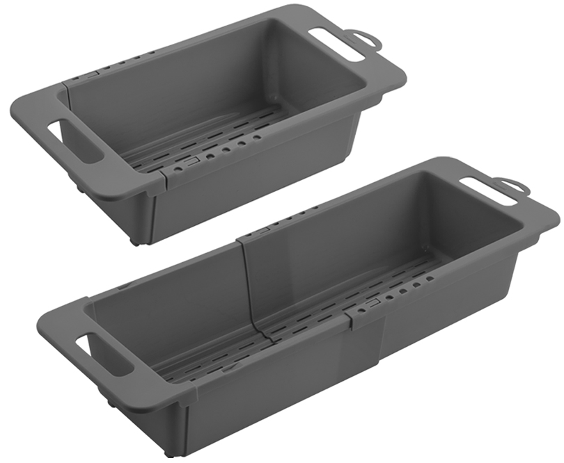 metaltex Égouttoir Drain-Flex, extensible, plastique, gris