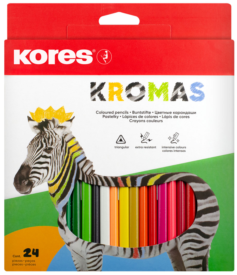 Kores Crayon de couleur triangulaire 'Kromas', étui de 24