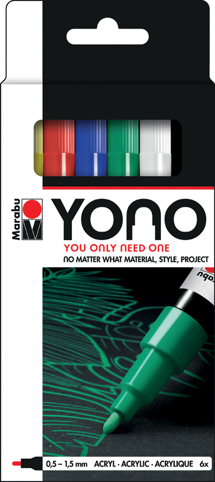 Marabu Feutre acrylique 'YONO', 0,5 - 1,5 mm, set de 6