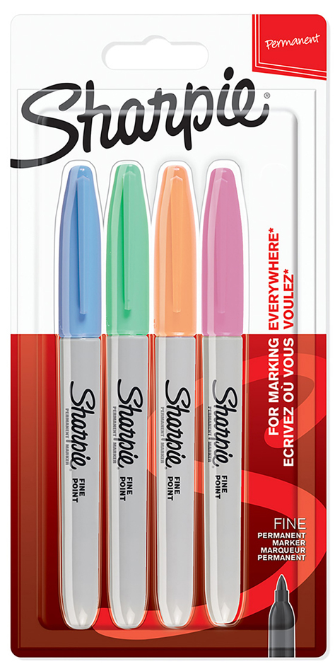 Sharpie Marqueur permanent FINE 'Pastel', blister de 4