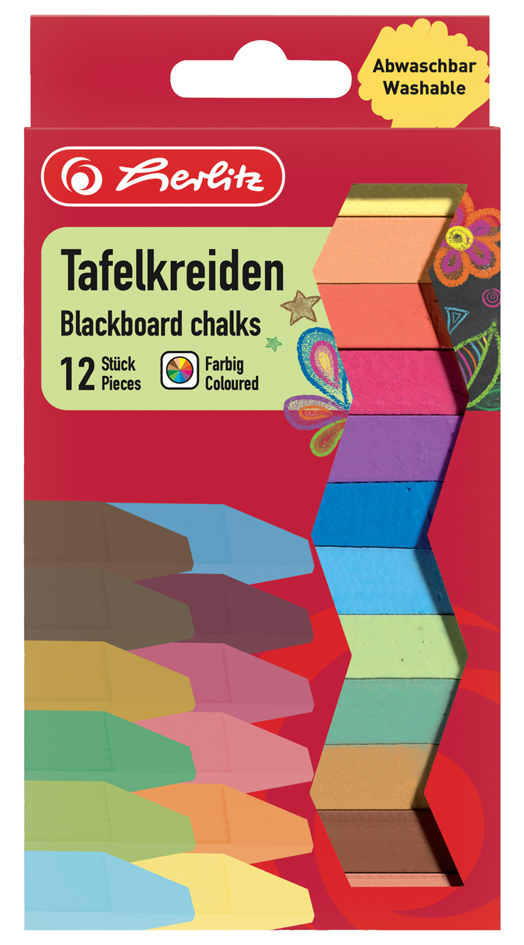 herlitz Craie pour tableau, assorti, étui carton de 12