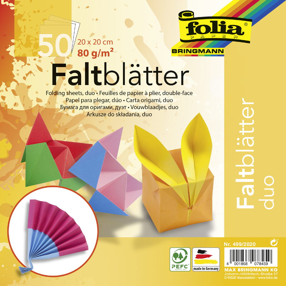 folia Feuille à plier 'DUO', 100 x 100 mm, 50 feuilles
