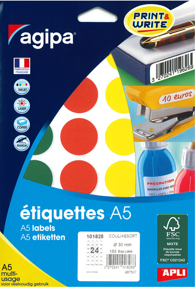 agipa Pastille de couleur, diamètre: 30 mm, rond, assorti