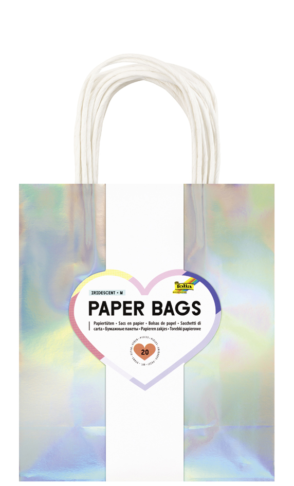folia Sac en papier IRISÉ SCINTILLANT, taille: M