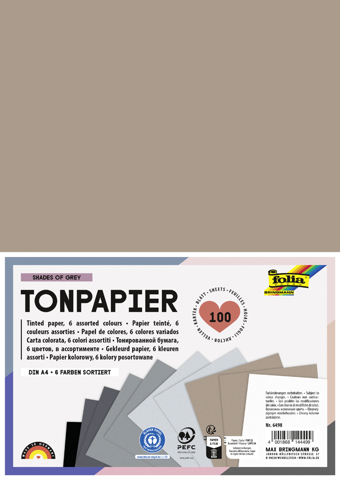 folia Papier de couleur 'Shades of Grey', A4, 130 g/m2