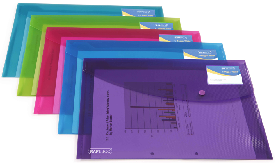 RAPESCO Pochette à documents, A4+, PP, couleurs assorties