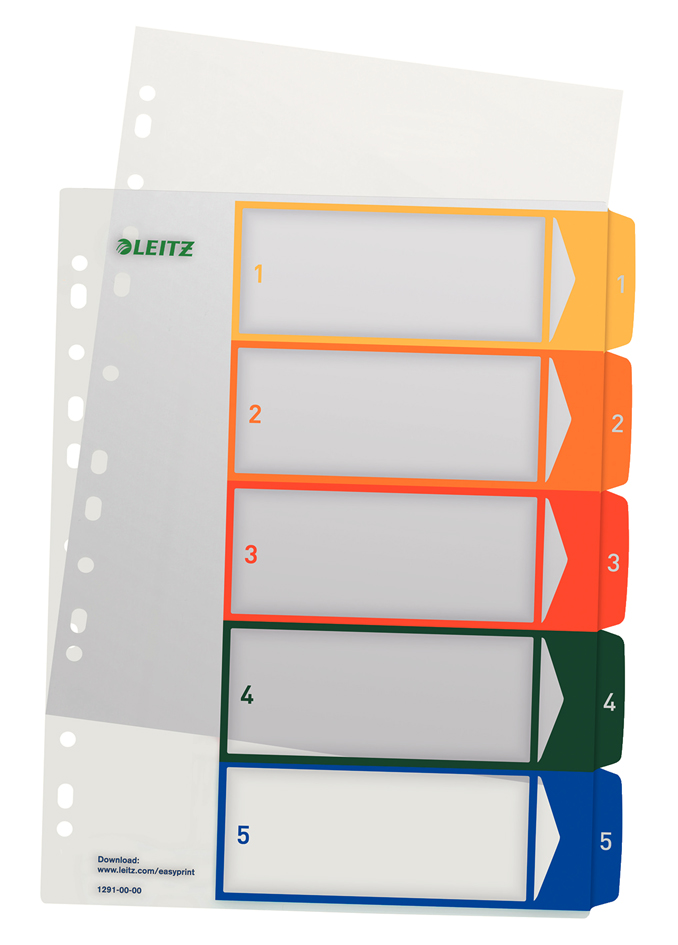 LEITZ Intercalaires en plastique, numéroté, format A4 extra