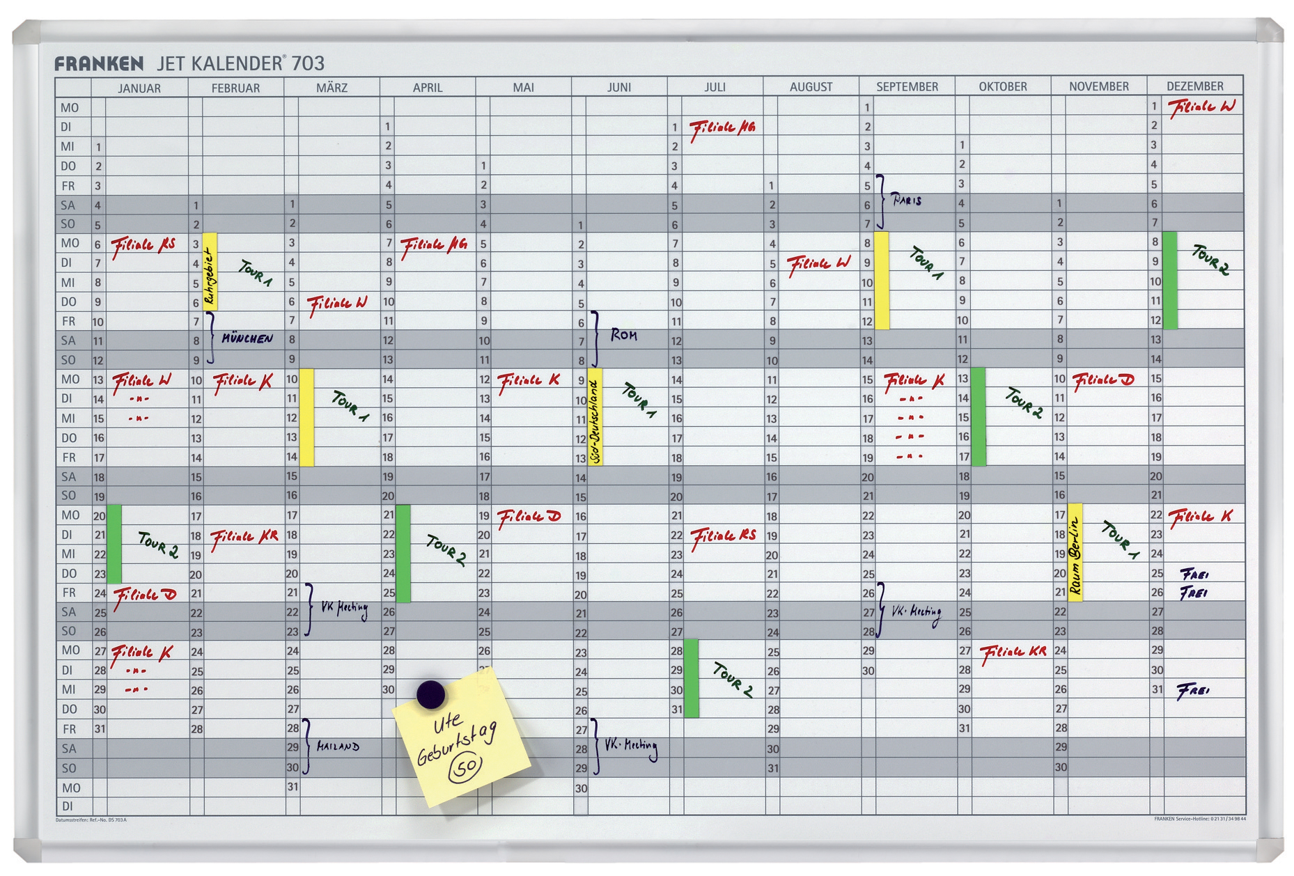 FRANKEN Bande de dates pour tableau planning JK703