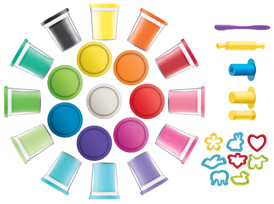 Kit de pâte à modeler avec accessoires, maxi coffret, contenu