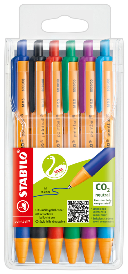STABILO Stylo à bille rétractable pointball, étui plastique