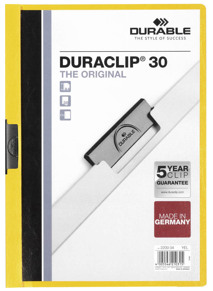 DURABLE Chemise à clip DURACLIP ORIGINAL 30, A4, jaune