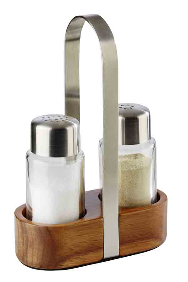 APS Ensemble salière & poivrière WOOD, bois d'acacia/inox