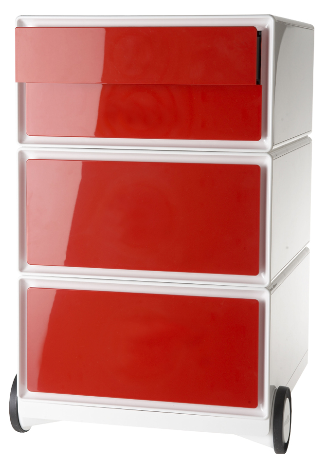 PAPERFLOW Caisson mobile 'easyBox', 4 tiroirs, blanc/rouge