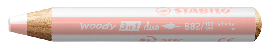 STABILO Crayon multi-talents woody 3en1 duo, blanc/abricot