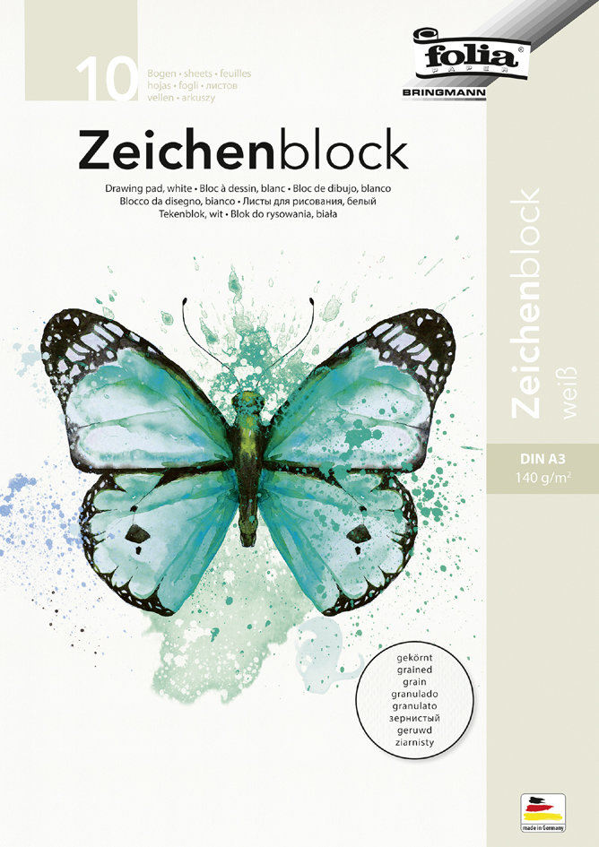 folia Bloc de dessin, 140 g/m2, A3, grainé, 10 feuilles