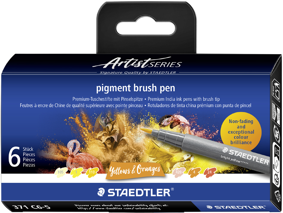 STAEDTLER Feutre pigment brush pen 'Yellows & Oranges'