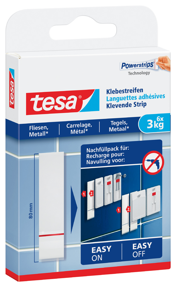 tesa Powerstrips Languettes adhésives pr carrelage et métal