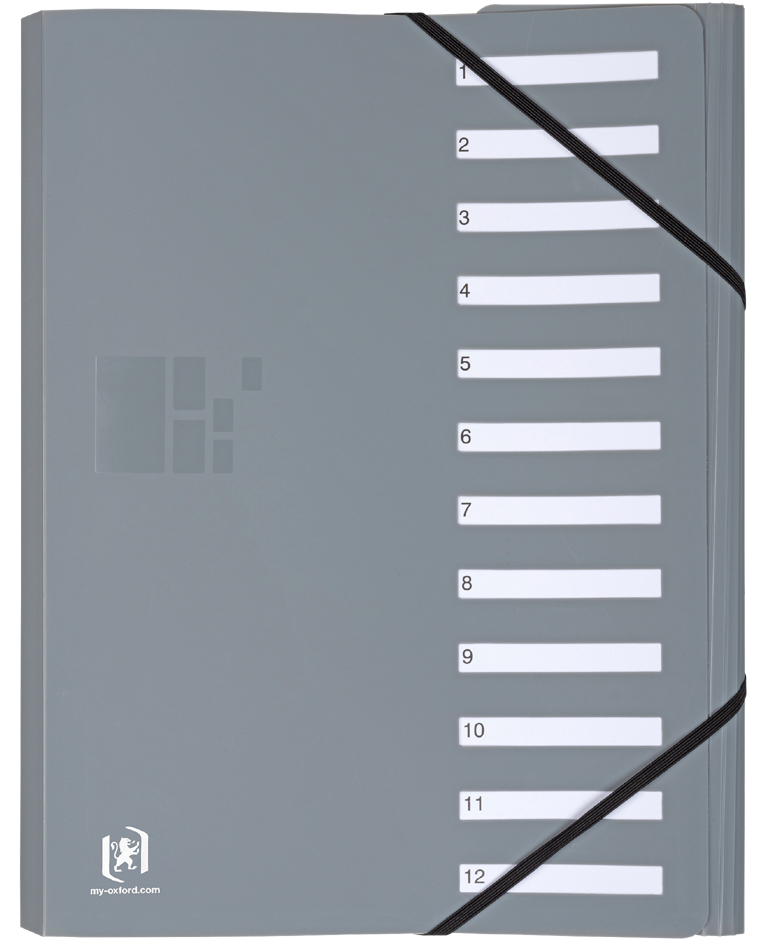 Oxford for Business Trieur, A4, compartiment 1-12, gris