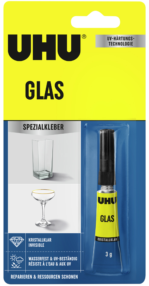 UHU Colle spéciale pour verre, tube de 3 g