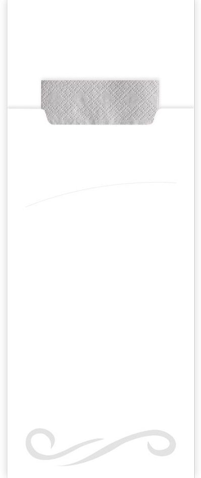 HYGOSTAR Pochette à couverts Classic, plié 1/8, blanc/gris