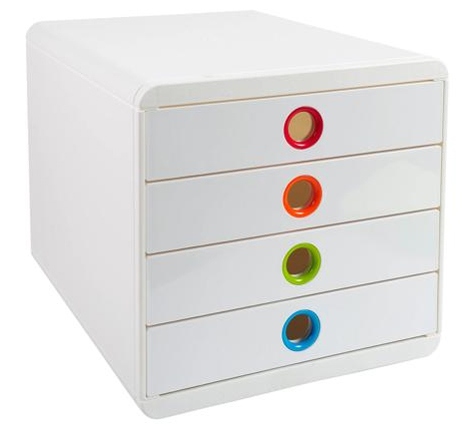EXACOMPTA Module de classement POP-BOX, 4 tiroirs, blanc/