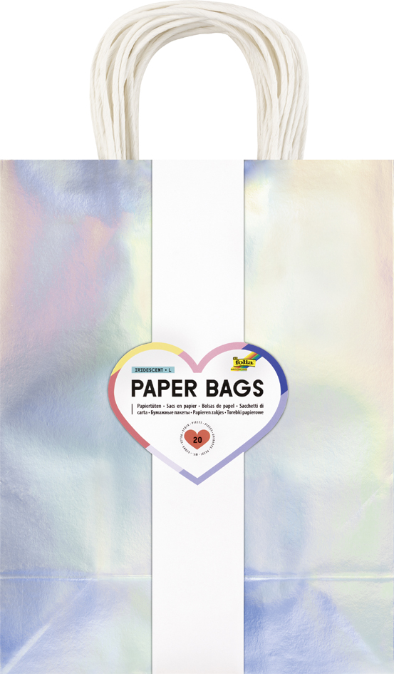 folia Sac en papier IRISÉ SCINTILLANT, taille: L