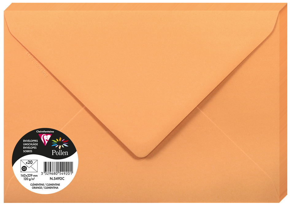 Pollen by Clairefontaine Enveloppes C5, clémentine
