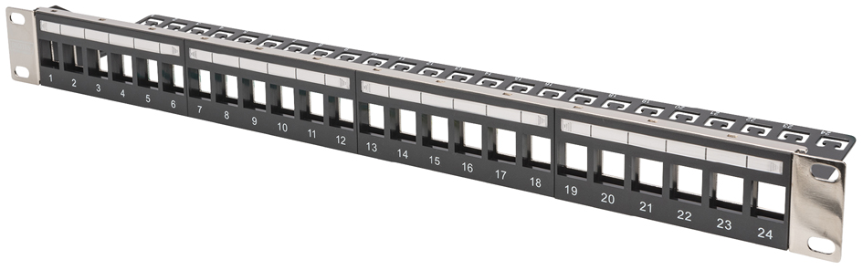 DIGITUS Panneau de brassage Keystone 19', 24 ports, 1 U,noir