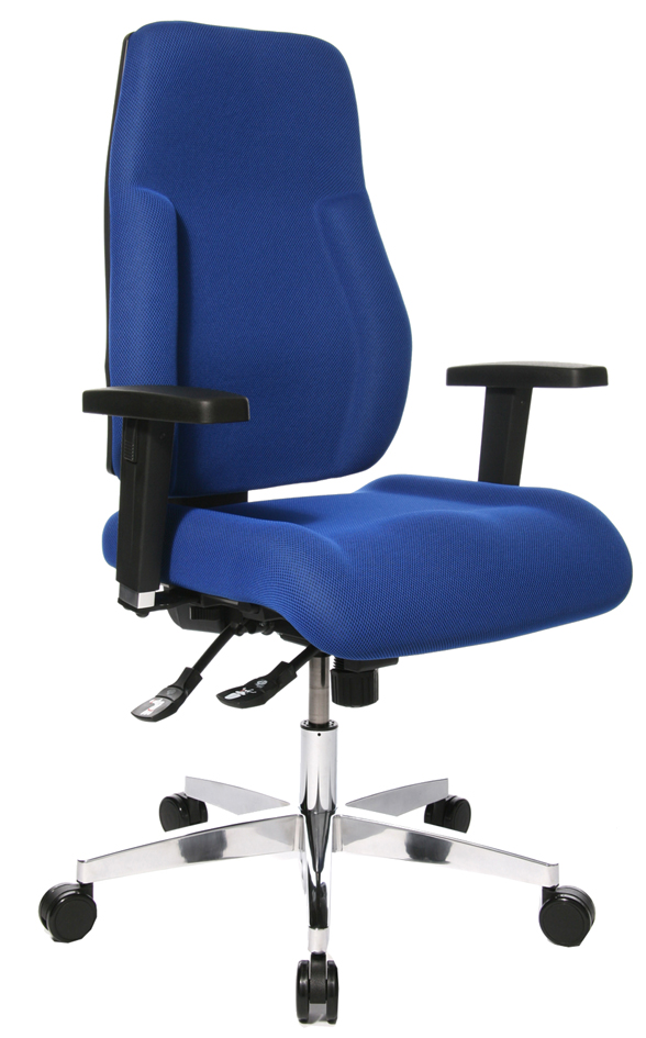 Fauteuil de bureau "P 91", bleu royal avec un accoudoir optionnel type G3