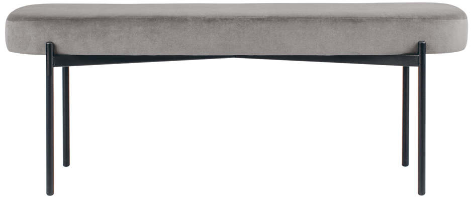 PAPERFLOW Banc oval GAIA, taille L, habillage velours, gris