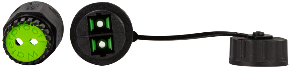 Coupleur fibre optique avec bouchon de protection & manchon de câble