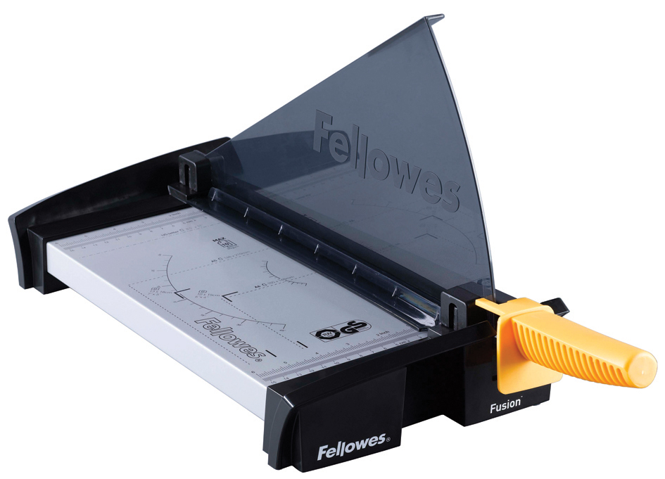 Fellowes Cisaille à levier Fusion, format A4, noir/jaune
